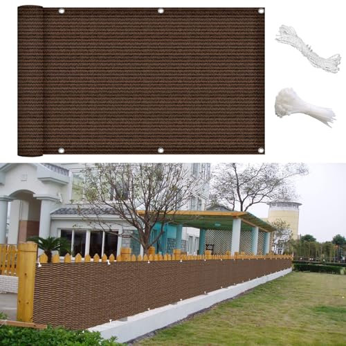 GAIFNAG Sichtschutzmatte, Sichtschutz Balkon 130 x 750 cm Blickdichte Balkonbespannung, Balkonverkleidung Zaunblende Uv-Schutz Ohne Bohren, Sichtschutz für Balkon Terrasse Garten, Braun