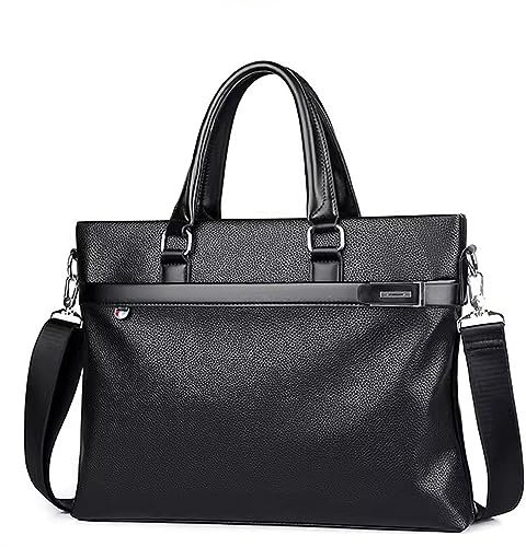 LVUNZJCA Aktentasche für Herren Herren Umhängetasche Leder Aktentasche Umhängetasche fürs Arbeits- und Geschäftsleben(Black,30x7x39cm)