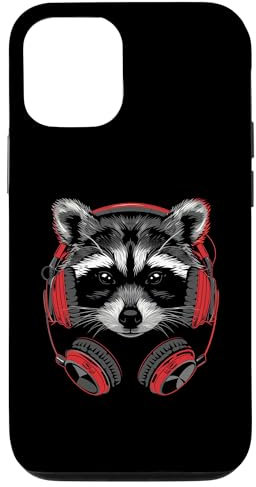 Coque pour iPhone 13 Pro Casque Raccoon DJ