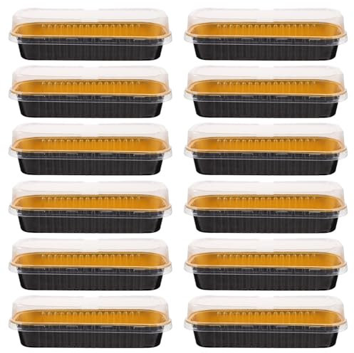 YDYAENIO Barquette Aluminium Lot de 20 boîtes avec couvercles for moules à gâteaux, Four, friteuse à air, Muffins, couvercles en Aluminium for Mini Pains de Cuisson(Black Golden)