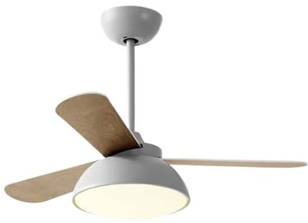 Modern Grey LED Ceiling Fan with Remote Control and 3 Color Dimming Wood Blades Ideal for Indoor Living Room Fan Light Combo Energy Efficient