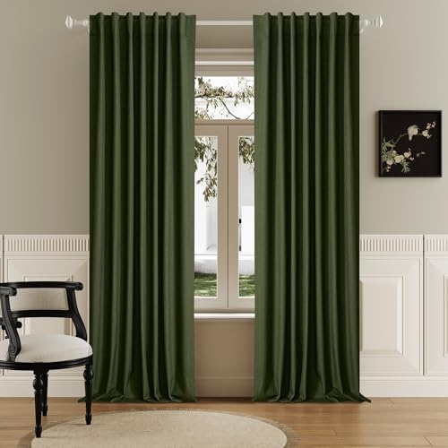 244 cm Lange Verdunkelungsvorhänge, extra breit, wärmeisoliert, Sonnenschutz, Schlafzimmer, Leinenvorhänge, 2,4 m, Fensterabdeckung, Schlaufenstange, Taschen, Vorhänge für Flur, Wohnzimmer, B 84 x L