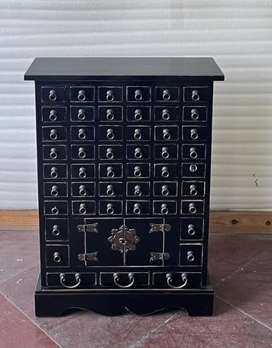 Kunibert Antiker Apothekerschrank Schrank Sideboard Kommode Kommodenschrank Sideboardschrank Breite68xHöhe91cm Massivholz Farbe: schwarz palisander
