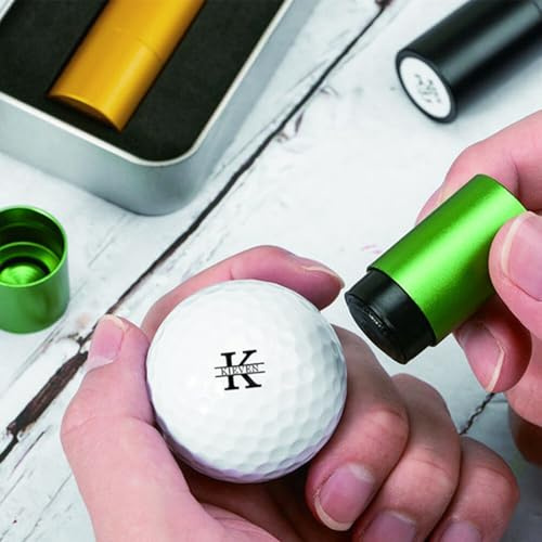 Drawelry Golfball Stempel Personalisierte mit Name Muster Monogramm Gravur Stempeln Einfache Markierer Selbstfärbend Golf Ball Marker Zubehör Siegel Geschenke für Freund Papa Ehemann Großvater (A6)