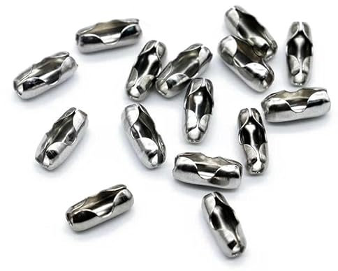 1 Packung/Los 100% Edelstahl-Kugelperlenketten und Verbindungsverschlüsse 1,5 2 2,4 mm Kugelketten für die Herstellung von DIY-Halsketten und Schmuck - Verschluss 6 MM 50 Stück