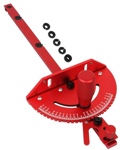 Qerwsdty Jauge à onglet, en alliage d'aluminium, scie circulaire de table, défonceuse, jauge d'onglet, scie, règle, outils de travail du bois, facile à utiliser, rouge