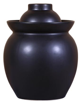 Ceramic Pickle Jar With Lids,Pickle Jar Crock,Ceramic Fermentation Crock With Water Seal Airlock Lid,uerkraut Crock for Pickling Pick black-7kg