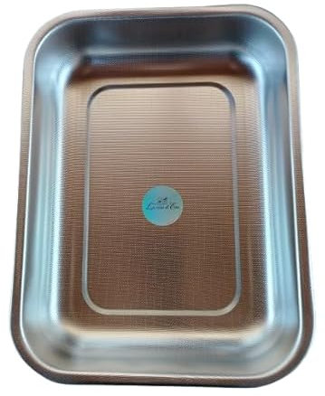 LA CASA DI EVA Teglia da Forno in Acciaio Inox 18/10, non attacca metodo stampato, Lavabile in Lavastoviglie, Made in Italy (42X30 h7 cm)