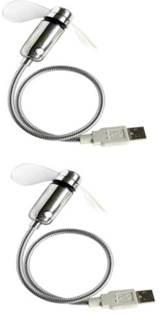 Holibanna 2 Pièces ventilateur lumineux USB afficher numérique mini ventilateur led de table usb d'horloge roman pale de en pvc blanche