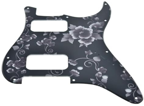 Dopro 11-Loch ST-Style Dual Humbucker HH Schlagbrett für American Strat Gitarren mit zwei Brummkompensationsspulen, abgerundete Eckloch Blumenmuster