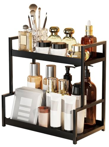 Badezimmer-Organizer mit 2 Ebenen, Aufbewahrungsregal, Parfüm-Organizer
