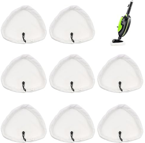 8-Pack Universal Triangular Steam Mop Pads, Compatible with Vax/H2O/Vileda/Russell, Washable, Reusable Microfibre Refills for Floors, Tiles, Hard Surfaces