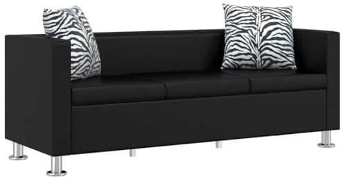 HUAKEHOM 3-Sitzer Sofa Couch Loungesofa Relaxsofa Relaxcouch Kunstleder Schwarz