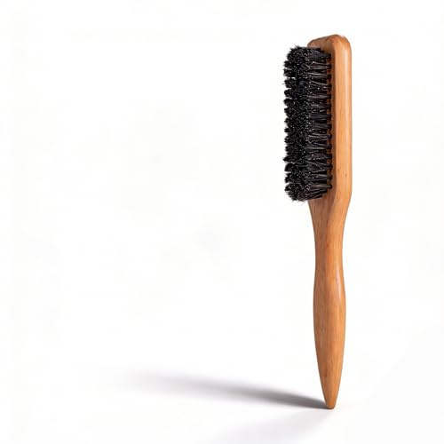 HYMC Boar Bristle Slick Back Hair Brush for Smoothing & Edge Control – Hair Brush for Sleek Ponytail, Baby Hairs & Flyaways with Rat Tail for Parting