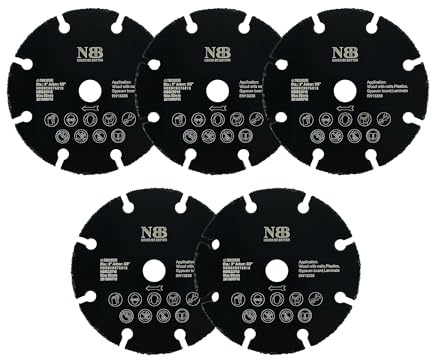 NBB Disco da taglio in carburo per tagliare legno con chiodi laminati plastica e cartongesso profili in alluminio sega in carburo lama in carburo di tungsteno per smerigliatrice (5, 76mm)