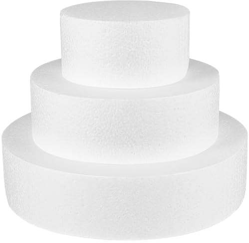 SHINEOFI Foam Cake Dummy Round Cake Mold Set 10Cm 15Cm 20Cm Reusable Foam Models and Fondant Piping Wedding Display Moulds