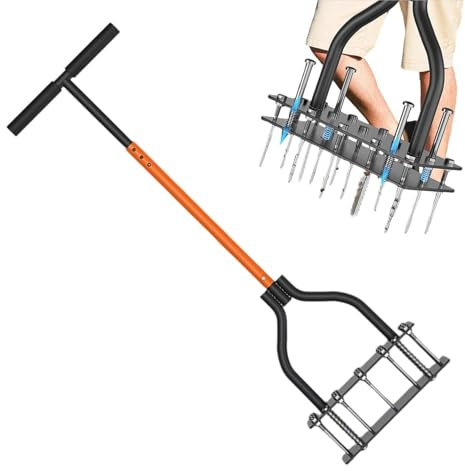 Arieggiatore Manuale per Prato | Design a Pulizia Automatica di Terra e Foglie,Areatore Manuale per Prato con 15 Punte,per Terreno Casa Campo Golf Cura del Tappeto Erboso in Primavera e Autunno e Paes
