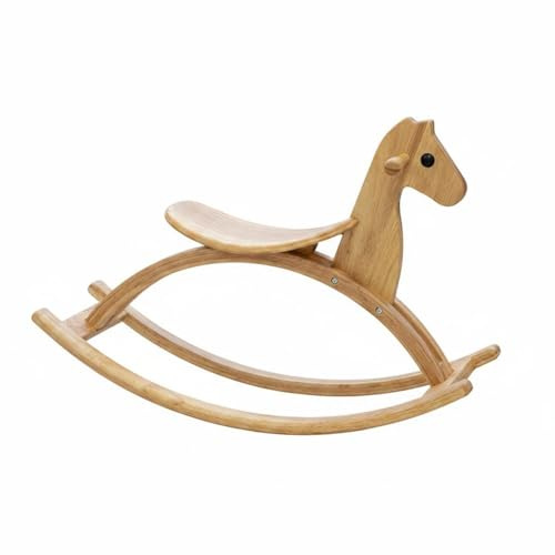 FytStycale Caballo Balancín de Madera Seguro Antivuelco Caballito Mecedor de Madera Bordes Redondeados Mecedora Infantil para, Interior, Natural Wood