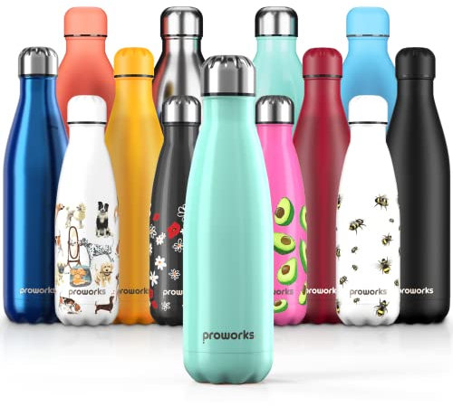Proworks Doppelisolierte Vakuum-Wasserflasche aus Edelstahl für Damen 1 Liter Grün