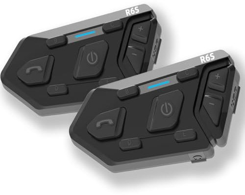WAYXIN R6S Motorrad Headset Bis zu 6 Motorräder anschließbarr 1200M Wireless Kommunikationssystem für 2 Personen mit Sprachassistent Wasserdicht Freisprecheinrichtung Musikanrufsteuerung