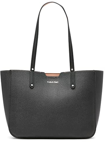 Calvin Klein Dilan Novelty Organizational Tote, Black/Silver Textured