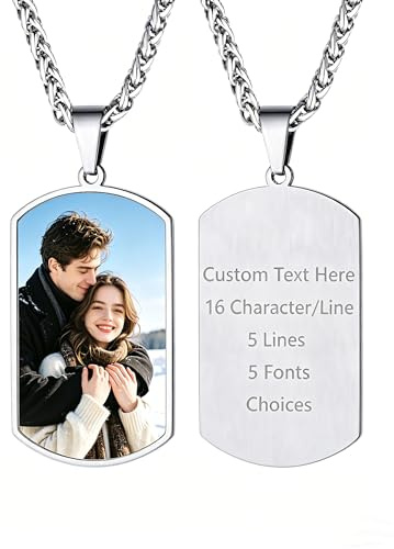 Supcare Herren Personalisiert Foto Erkennungsmarke Dog Tags Halskette 316L Edelstahl Gravur Anhänger für Name Text Militär Police Armee Kette für Frauen Jungen mit Geschenkebox