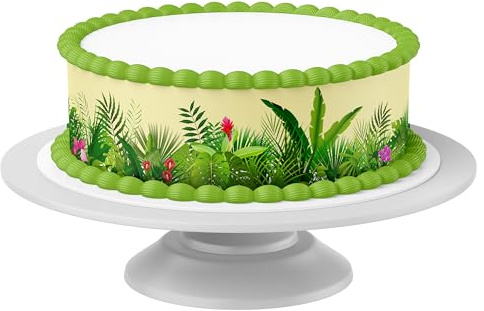Tortenband Dschungel essbar - 4 Stück á 24cm x 5cm passend für Torten bis 30 cm zum mitessen - kreative Dekoration für Torten
