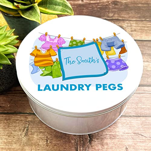 Fingerprint Designs Round Colourful Hanging Clothes Laundry Pegs Washing Personalised Tin
