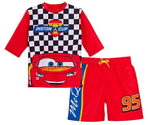 Pojkar bilar badshorts rash väst belysning McQueen 2-delat badset barn surftopp boardshorts simset