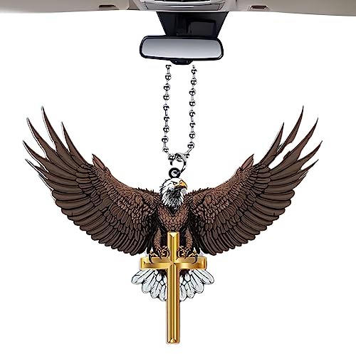 Adler Auto Dekoration | Acryl Rückspiegel Adler Charm Ornament Automotive Anhänger – Amerikanisches Symbol Ornament für Auto und Heimdekoration Zorq