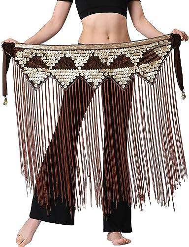 SEAUR Danse du Ventre Ceinture Belly Danse Ceinture de Danse Orientale à Paillettes Filles Jupe de Danse Ventre Franges Latine Samba