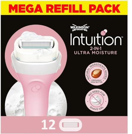 WILKINSON SWORD - Intuition Ultra Moisture Klingen für Frauen | kein Rasiergel erforderlich | Packung mit 12 Rasierklingen Nachfüllpackungen