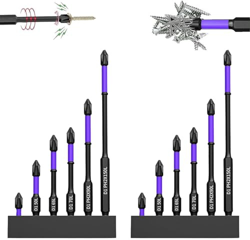 Luckinwish Improved Non-slip Shockproof Drill Bits,D1 Anti-Slip And Shock-Proof Bits With Phillips Screwdriver Bits,Upgraded High Hardness and Strong Magnetic Bit (12Pcs/Set)