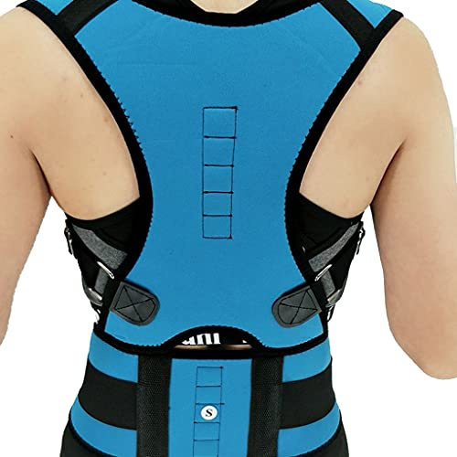 OAQZGBVK Posture Corrector Clavicle Shoulder Back Support Brace Corset Fully Waist Trainer Belt Adjustable Compression Waist Trainer Wrap for Men Women (Color : Size : X-Small) (Blue X)