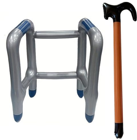Aufblasbarer Rollator, Aufblasbarer Gehstock, Aufblasbarer Spazierstock, Aufblasbare Gehhilfe das Perfekte Set für Ihr Kostüm als Oma Oder Opa zum Karneval/Fasching Oder als Gag zum Geburtstag