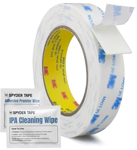 Spyder Tape 1600T tung last dubbelsidig PE-skumtejp 5 mm x 10 m – väderbeständig monteringstejp med IPA och självhäftande dukar – extra stark akrylattejp för inomhus- och utomhusbruk