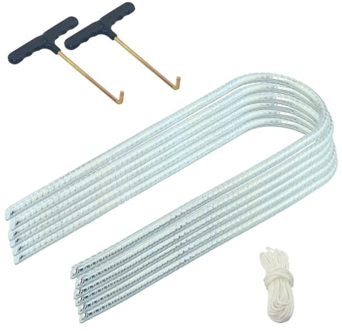 AOMIKITSTU Zelteheringe 6 Stück, 30cm×10cm×8mm U-Form Bodenanker-Heringe, Bodennägel mit Zugankern und Abspannleinen, für Campingzäunen, Gartenzäunen, Fußballnetzen