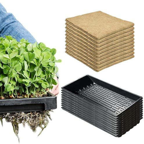 Bandeja de arranque para plantas, bandeja de expansión con alfombrilla de | cultivo de plantas de yute, para plantas de jardín, bandejas para jardines interiores, crecimiento de , hierba de