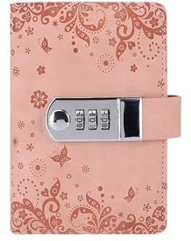 JTKSSCS Diario Con Lucchetto Diario A7 da 240 pagine Libro con password con blocco note Blocco note di cancelleria di piccole dimensioni Quaderni e quaderni Planner Quaderni retrò(Pink)