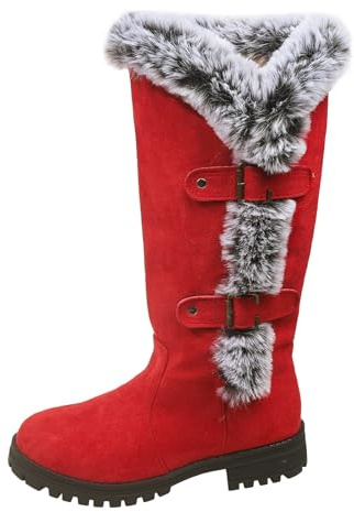 Europäische und amerikanische Herbst- und Winterstiefel, dicker Samt, gepolsterte Stiefel, dicker Absatz, runder Kopf, Ärmel, hohe Stiefel, Damenstiefel, Winter, warm, gestrickt, Stiefelstulpe, rot