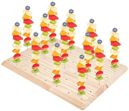 PH PandaHall Support Brochettes Bois 48 Trou Présentoir à Aliments Brochettes Fruits Présentations Plateau Appéritif Pick Supports Dessert Support Lollipop Plateaux pour Fêtes Cocktail Barbecues