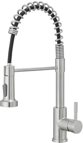 FLG Kitchen Faucets with Pull Down Sprayer,Single Handle Spring Brushed Nickel Pull Out Kitchen Faucet,Stainless Steel Commercial Faucet for Kitchen Sink,Farmhouses RV Utility Laundry Room Outdoor