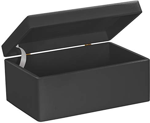 LAUBLUST Große Holzkiste mit Deckel - Allzweck-Kiste aus Holz - Aufbewahrungskiste | Spielzeug-Truhe - Geschenk-Verpackung | Deko-Kasten zum Basteln FSC® (Schwarz, ca. 30 x 20 x 14 cm | M)
