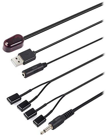 HOUSON Répéteur infrarouge pour extension de télécommande avec 1 récepteur, 4 émetteurs et câble USB, système IR pour amplificateur, décodeur de câble, satellite, récepteur TV, CD, DVD, lecteur