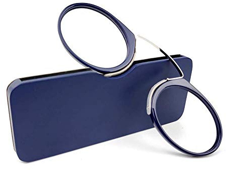 KoKoBin Unisex Lesegläser Kompakte Sehehilfe Mini Nose Clip Bügellose Lesebrille Rutschfest Lesehilfe- Immer griffbereit(Blau，+2.0)