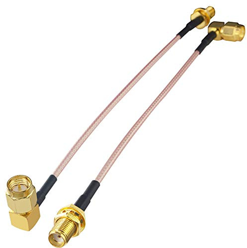 Boobrie SMA Cable RG316 Macho a Hembra de 15cm - Conector de 90 Grados con Mamparo para Antena WiFi Móvil
