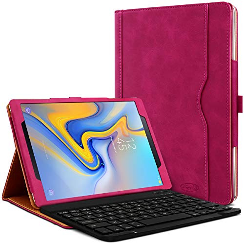 Étui Housse de Protection et Mode Support Horizontal Couleur Rose Fuschia avec Clavier Français Azerty Connection Bluetooth pour Tablette Samsung Galaxy Tab A 10.5 SM-T590