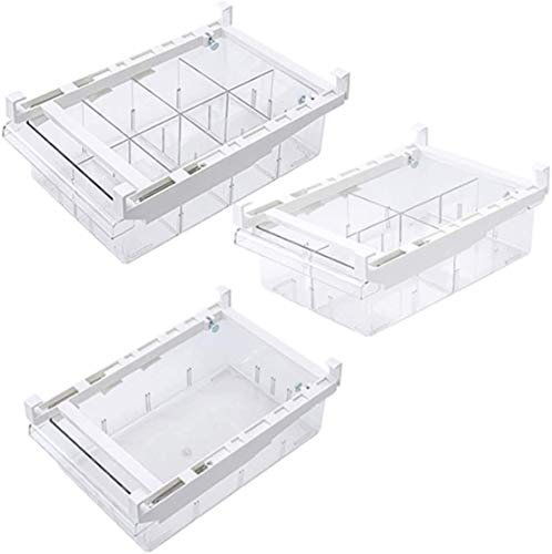 Szaerfa Organizer per Frigorifero, Contenitore per Frigorifero e Congelatore, Adatto per Pareti Divisorie da 30-44 cm, 4 Griglie, Trasparente