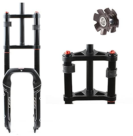QHY BMX Gabel Schnee Fahrradgabel 20 Zoll Aluminiumlegierung Luftfederung 100mm Federweg 1-1/8 Steerer Für 4,0 Reifen Nabe 9X135Mm QR Scheibenbremse HL Fahrradgabel Für Schnee/Strand