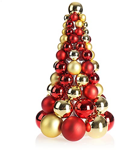 COM-FOUR® Árbol de Navidad Artificial con Bolas de árbol de Navidad